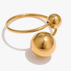 Mia Fiore Adjustable  Ball Ring Sterling Silver 925 Gold Plated Italy Sz.7